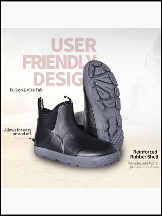 Waterproof Rain Boots for Men Ankle Anti-Slip Lightweight Comfort Work Boat